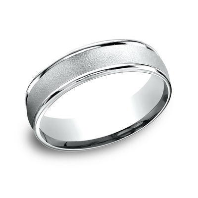 Mens 10K White Gold 6mm Band