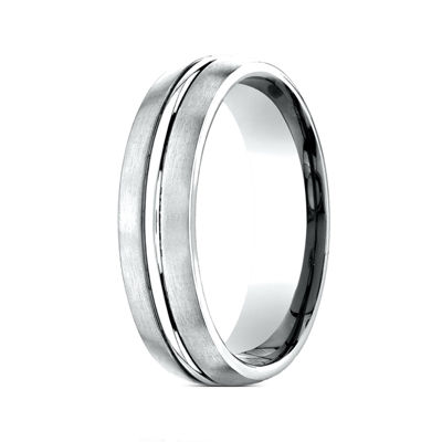 Mens 10K White Gold 6mm Band