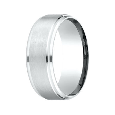 Mens 10K White Gold 8mm Band