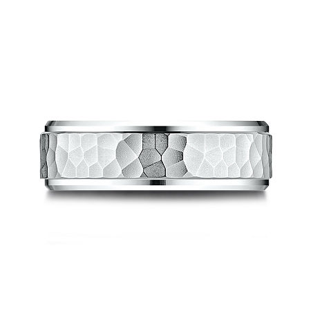 Mens 10K White Gold 8mm Band, 13, White Gold