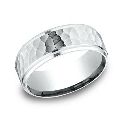 Mens 10K White Gold 8mm Band