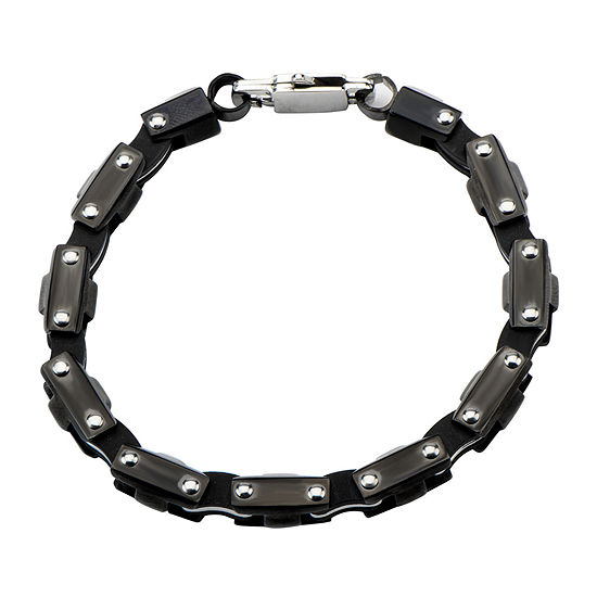 Inox® Mens Black Stainless Steel Motor Chain Bracelet