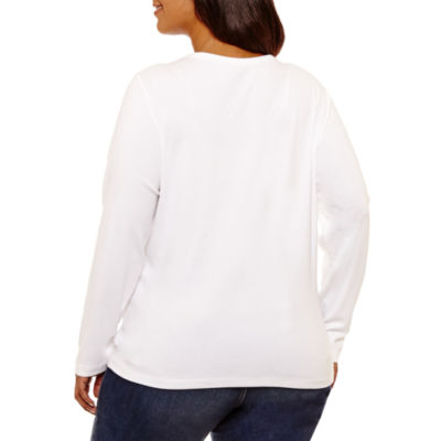 St. John's Bay® Long Sleeve Crewneck Tee - Plus