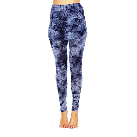 White Mark Tie Dye Womens Mid Rise Full Length Leggings, Small, Blue