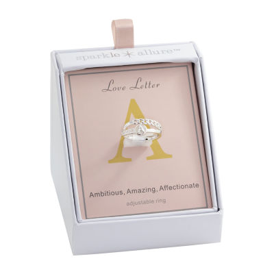 Sparkle Allure Initial Womens 3MM White Mother Of Pearl 14K Gold Over Brass Round Band