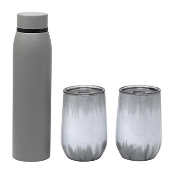  Gray Vacuum Flask Set - Insulated Water Bottle w/ 3