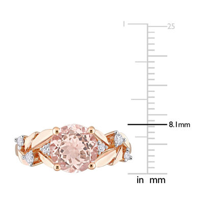 Womens Genuine Pink Morganite 10K Rose Gold Cocktail Ring