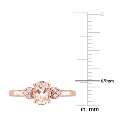 Womens Genuine Pink Morganite 18K Rose Gold Over Silver Cocktail Ring