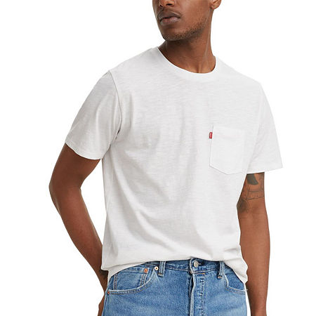 Levi's Mens Classic Crew Neck Short Sleeve Pocket T-Shirt, Small, White