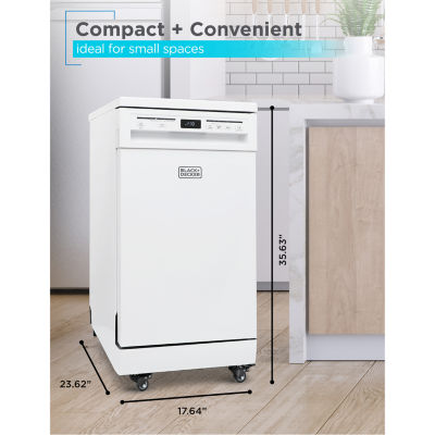 BLACK+DECKER Portable Dishwasher 18 inches Wide 8 Place Setting White