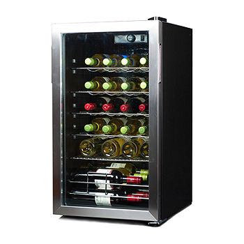 BLACK+DECKER Wine Cooler Refrigerator, 26 Bottle Compressor Cooling Wine  Fridge with Blue Light & LED Display, Freestanding Wine Cooler, BD61536