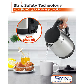 Retro 1.7-Liter Stainless Steel Electric Water Kettle with Strix