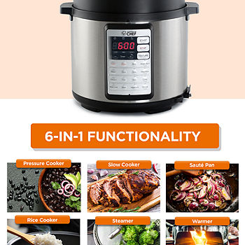 MegaChef 6 Quart Stainless Steel Electric Digital Pressure Cooker with Lid