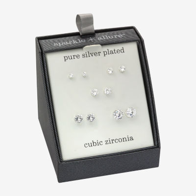 Sparkle Allure Womens Cubic Zirconia Hypoallergenic 5 Pair Earring Set