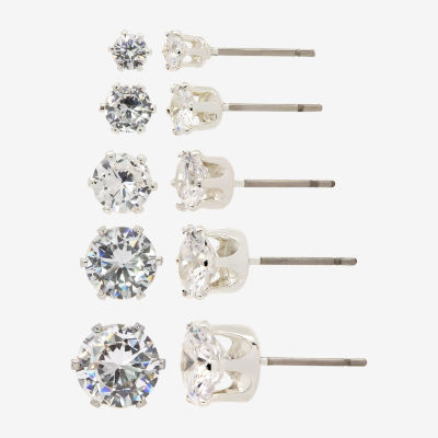 Sparkle Allure 5 Pair Cubic Zirconia Earring Set