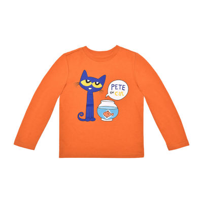 Okie Dokie Pete The Cat Toddler Boys Crew Neck Pete the Cat Long Sleeve Graphic T-Shirt
