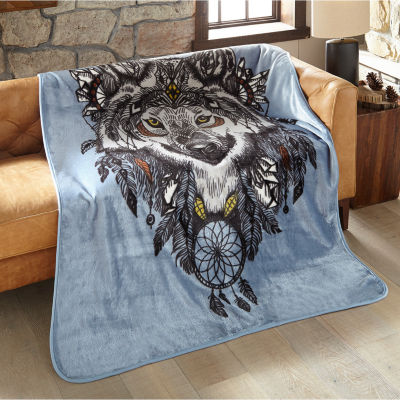 Shavel Home Products Spirit Wolf Hi Pile Washable Midweight Throw