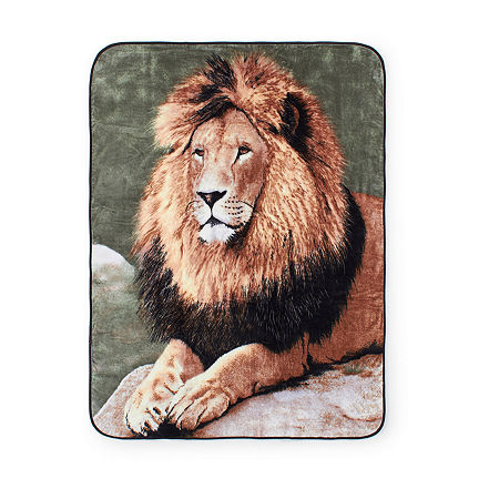 Shavel Home Products Lion Hi Pile Midweight Throw, One Size, Orange