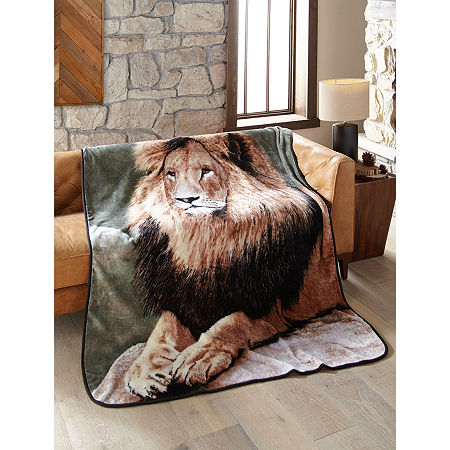 Shavel Home Products Lion Hi Pile Midweight Throw, One Size, Orange