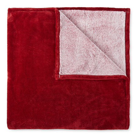 Nordic Lights Fur Throw, One Size , Red