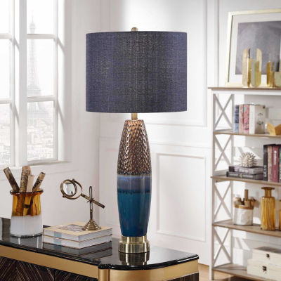 Stylecraft 16.5 W Blue & Copper Table Lamp