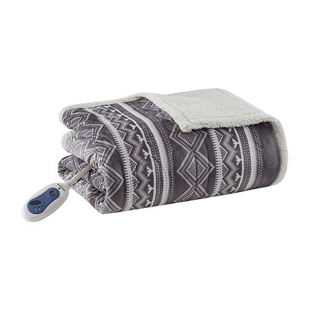 Woolrich Heated Automatic Shut Off Washable Lightweight Electric Throws, One Size, Gray