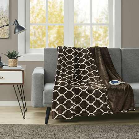 Beautyrest Heated Automatic Shut Off Washable Lightweight Electric Throws, One Size, Brown