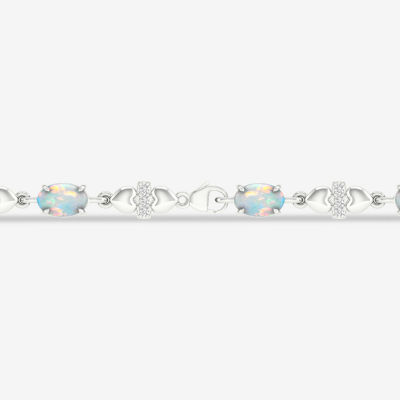 1/6 CT. T.W. Genuine Opal Sterling Silver 7.25 Inch Tennis Bracelet