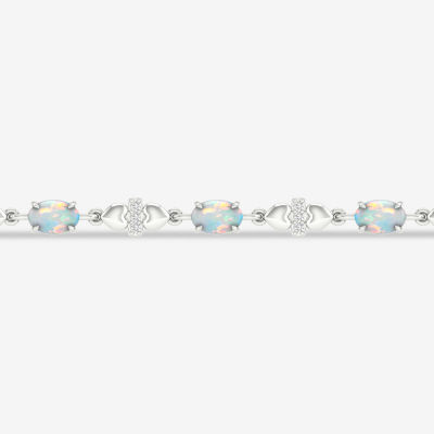 1/6 CT. T.W. Genuine Opal Sterling Silver 7.25 Inch Tennis Bracelet