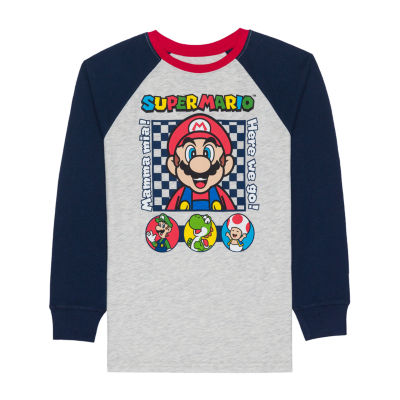 Little & Big Boys Crew Neck Long Sleeve Super Mario Graphic T-Shirt