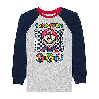 Little & Big Boys Crew Neck Super Mario Long Sleeve Graphic T