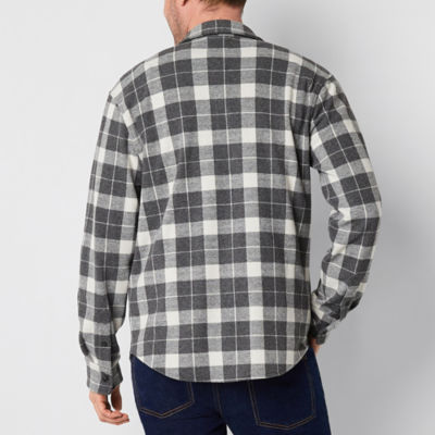 mutual weave Mens Regular Fit Long Sleeve Plaid Button-Down Cozy Overshirt
