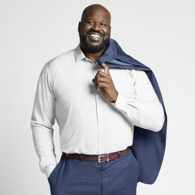 Shaquille O'Neal XLG Mens Regular Fit Stretch Fabric Long Sleeve Dress Shirt