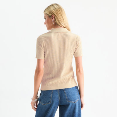a.n.a Womens Short Sleeve Pullover Sweater