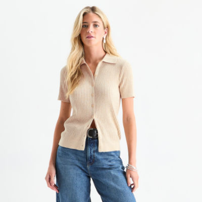 a.n.a Womens Short Sleeve Pullover Sweater