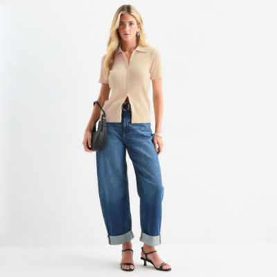 a.n.a Womens Short Sleeve Pullover Sweater