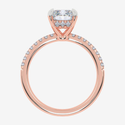(G-H / Si1-Si2) Womens 2 1/4 CT. T.W. Lab Grown White Diamond 14K Rose Gold Side Stone Engagement Ring
