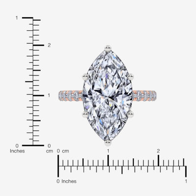 Womens 5 1/2 CT. T.W. Lab Grown White Diamond 14K Rose Gold Marquise Side Stone Engagement Ring