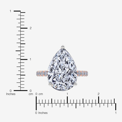 Womens 5 1/2 CT. T.W. Lab Grown White Diamond 14K Rose Gold Pear Side Stone Engagement Ring