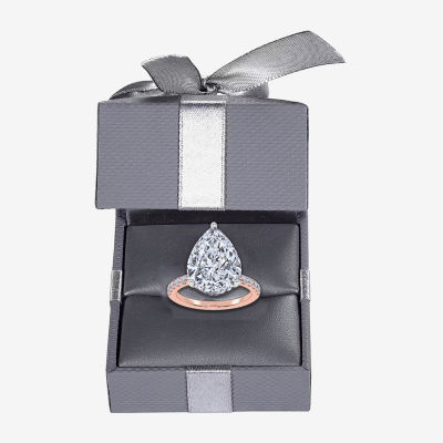 Womens 5 1/2 CT. T.W. Lab Grown White Diamond 14K Rose Gold Pear Side Stone Engagement Ring