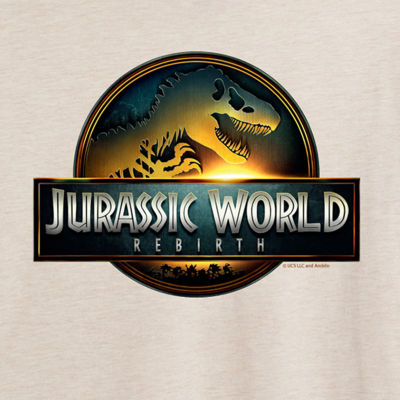 Womens Juniors Crew Neck Short Sleeve Oversized Jurassic World Graphic T-Shirt