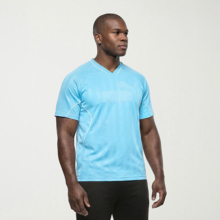 PUMA Puma Sport Jersey Mens V Neck Short Sleeve Moisture Wicking Big and Tall Jersey, 2x-large, Blue