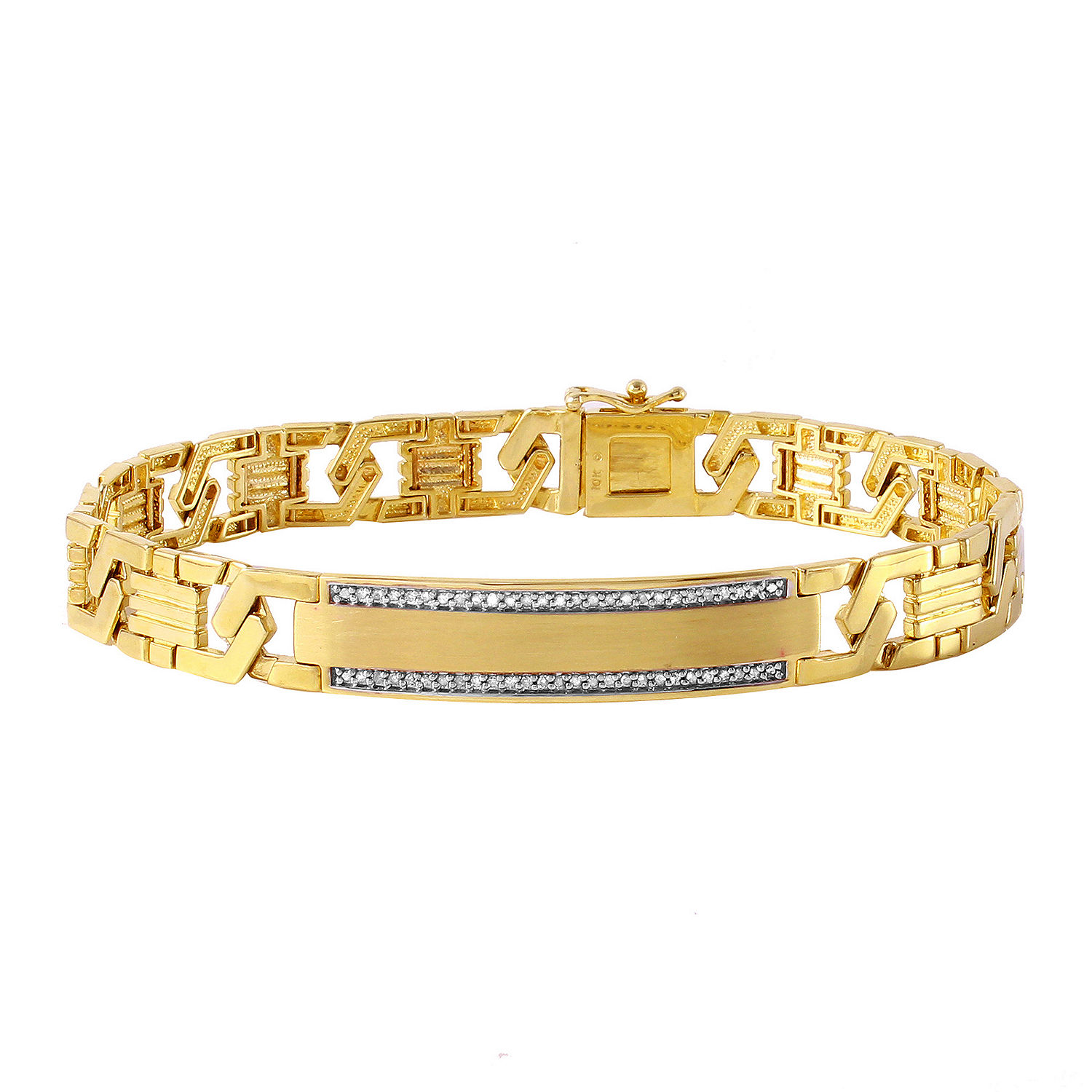 Mens 1/6 CT. T.W. Diamond 10K Gold Link Bracelet, Color: Yellow Gold