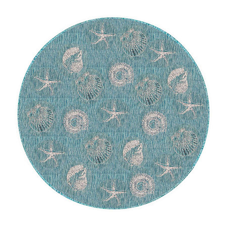 Liora Manne Shells Rectangular Rugs & Floor Coverings Indoor Outdoor Accent Rugs, One Size, Blue