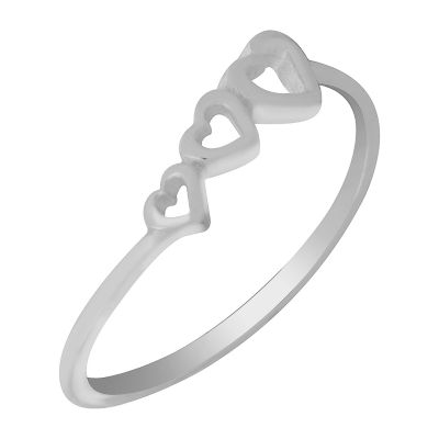 Itsy Bitsy Sterling Silver Heart Delicate Cocktail Ring