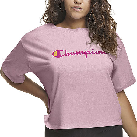 Champion Womens Crew Neck Short Sleeve T-Shirt Plus, 4x , Pink