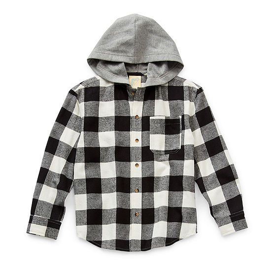 Thereabouts Removeable Hood Little & Big Boys Long Sleeve Flannel Shirt