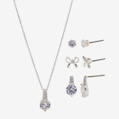 Sparkle Allure Light Up Box 4-pc. Cubic Zirconia Pure Silver Over Brass Bow Jewelry Set