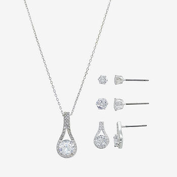 Sparkle Allure Light Up Box 2-pc. Cubic Zirconia Pure Silver Over Brass Bow  Jewelry Set, Color: Silver - JCPenney