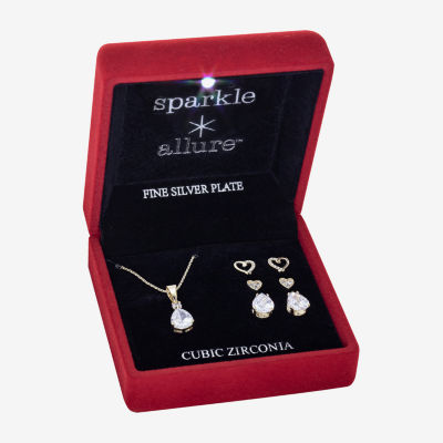 Sparkle Allure Light Up Box 4-pc. Cubic Zirconia 14K Gold Over Brass Heart Jewelry Set